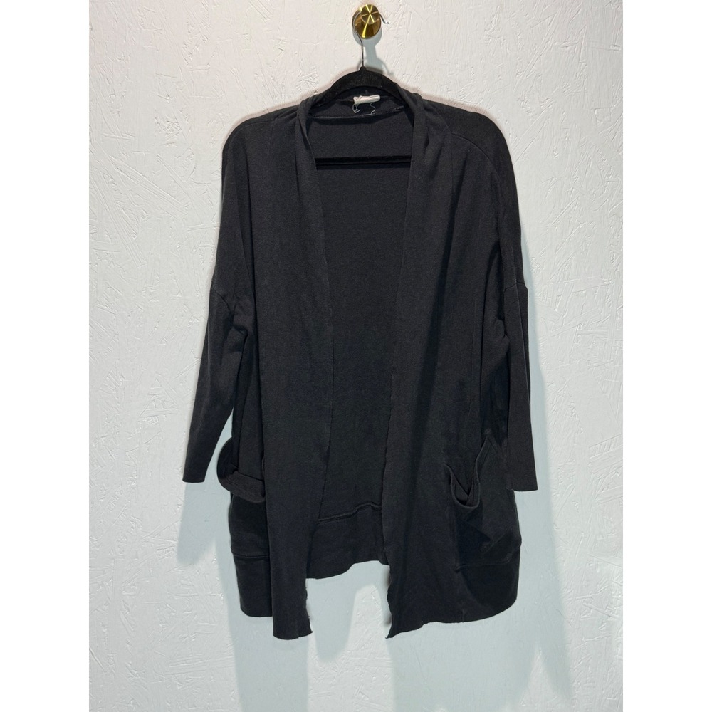 Pact Organic Cotton Open Front Cardigan Black Charcoal M L Pockets Sustainable